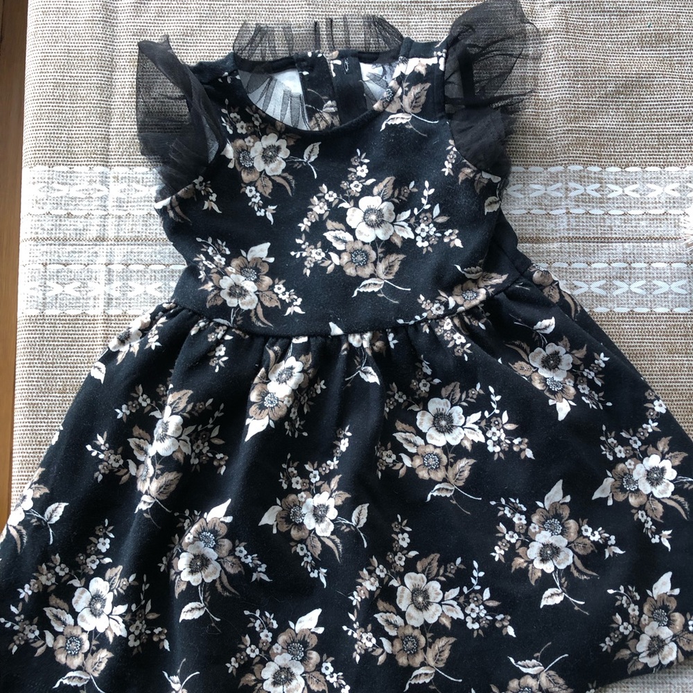 Janie and Jack floral black holiday dress size 2T